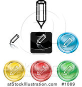 Vector Illustration of Colored Pencil Icon Buttons by AtStockIllustration