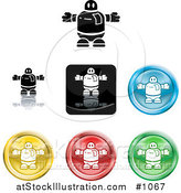 Vector Illustration of Colored Robot Icon Buttons by AtStockIllustration