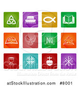 Vector Illustration of Colorful and White Square Christian Icons by AtStockIllustration