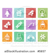 Vector Illustration of Colorful Flat Design Square Christmas Item Icons by AtStockIllustration