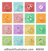 Vector Illustration of Colorful Flat Design Square Sports Icons by AtStockIllustration