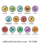 Vector Illustration of Colorful Round Allergy Icons with Text by AtStockIllustration
