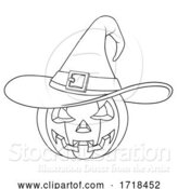 Vector Illustration of Coloring Book Jack O Lantern Halloween Pumpkin by AtStockIllustration