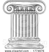 Vector Illustration of Column Pillar from Roman or Greek Temple Woodcut by AtStockIllustration