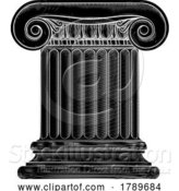 Vector Illustration of Column Pillar from Roman or Greek Temple Woodcut by AtStockIllustration