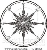 Vector Illustration of Compass Rose Old Vintage Engraved Etching Map Icon by AtStockIllustration