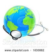 Vector Illustration of Concept Stethoscope Earth World Globe Health by AtStockIllustration