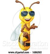 Vector Illustration of Cool Honey Bumble Bee in Sunglasses Sign by AtStockIllustration