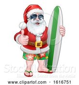Vector Illustration of Cool Santa with Surfboard and Shades by AtStockIllustration
