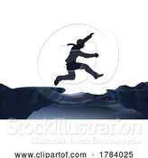 Vector Illustration of Courage Leap of Faith Jump Brave Silhouette Guy by AtStockIllustration