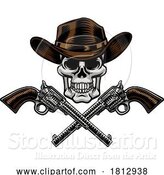 Vector Illustration of Cowboy Hat Pistols Skull Pirate Cross Bones by AtStockIllustration