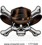 Vector Illustration of Cowboy Hat Western Skull Pirate Cross Bones by AtStockIllustration