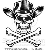 Vector Illustration of Cowboy Hat Western Skull Pirate Cross Bones by AtStockIllustration