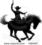 Vector Illustration of Cowboy Riding Horse Silhouette by AtStockIllustration