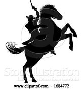 Vector Illustration of Cowboy Riding Horse Silhouette by AtStockIllustration