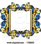 Vector Illustration of Crest Banner Border Scroll Heraldic Woodcut Frame by AtStockIllustration