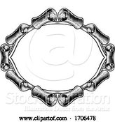 Vector Illustration of Crest Banner Border Scroll Heraldic Woodcut Frame by AtStockIllustration