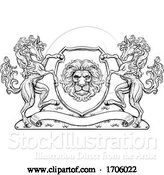 Vector Illustration of Crest Coat of Arms Horse Lion Family Shield Seal by AtStockIllustration