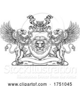 Vector Illustration of Crest Griffin Coat of Arms Lion Family Shield Seal by AtStockIllustration