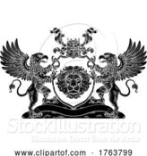 Vector Illustration of Crest Griffon Horse Coat of Arms Lion Royal Shield by AtStockIllustration
