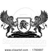 Vector Illustration of Crest Lion Griffin Coat of Arms Griffon Shield by AtStockIllustration