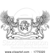 Vector Illustration of Crest Lion Griffin Coat of Arms Griffon Shield by AtStockIllustration