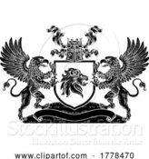 Vector Illustration of Crest Lion Griffin or Griffon Coat of Arms Shield by AtStockIllustration