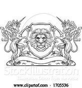 Vector Illustration of Crest Unicorn Horse Coat of Arms Lion Royal Shield by AtStockIllustration