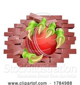 Vector Illustration of Cricket Ball Claw Breaking Through Wall by AtStockIllustration