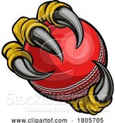 Vector Illustration of Cricket Ball Eagle Claw Monster Hand by AtStockIllustration
