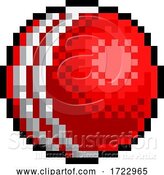 Vector Illustration of Cricket Ball Pixel Art Eight Bit Sports Game Icon by AtStockIllustration