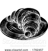 Vector Illustration of Croissant Pastry Bread Food Drawing Woodcut by AtStockIllustration