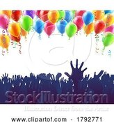 Vector Illustration of Crowd Group Party Hands Balloon Audience Concept by AtStockIllustration