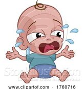 Vector Illustration of Cute Cartoon Crying Baby Infant Child Character by AtStockIllustration