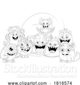 Vector Illustration of Cute Cartoon Monsters or Aliens Friends Characters by AtStockIllustration