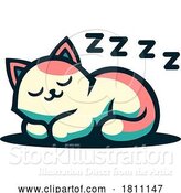 Vector Illustration of Cute Cartoon Sleeping Cat or Kitten Character by AtStockIllustration