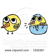 Vector Illustration of Cute Easter Chicks Childs Drawing by AtStockIllustration