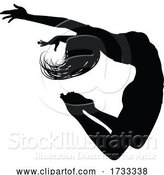 Vector Illustration of Dancer Silhouette Jumping by AtStockIllustration