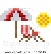 Vector Illustration of Deck Beach Chair Pixel 8 Bit Video Game Art Icon by AtStockIllustration