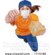 Vector Illustration of Delivery Courier Superhero Delivering Parcel Box by AtStockIllustration