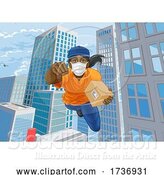 Vector Illustration of Delivery Courier Superhero Flying Super Hero by AtStockIllustration