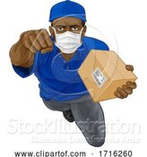 Vector Illustration of Delivery Superhero Courier Delivering Package Box by AtStockIllustration
