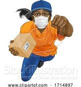 Vector Illustration of Delivery Superhero Delivering Package Parcel Box by AtStockIllustration