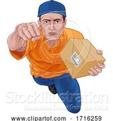 Vector Illustration of Delivery Superhero Delivering Package Parcel by AtStockIllustration