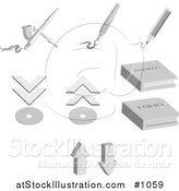 Vector Illustration of Design Items Including an Airbrush, Paintbrush, Pencil, Discs, Photo Album and Folio Album, over a White Background by AtStockIllustration