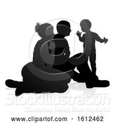 Vector Illustration of Detailed Family Silhouette, on a White Background by AtStockIllustration