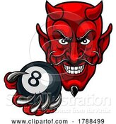 Vector Illustration of Devil Angry Pool 8 Ball Billiards Mascot by AtStockIllustration