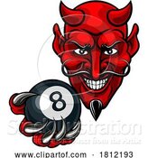 Vector Illustration of Devil Angry Pool 8 Ball Billiards Mascot by AtStockIllustration