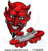 Vector Illustration of Devil Gamer Video Game Controller Mascot by AtStockIllustration