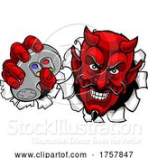 Vector Illustration of Devil Gamer Video Game Controller Mascot by AtStockIllustration